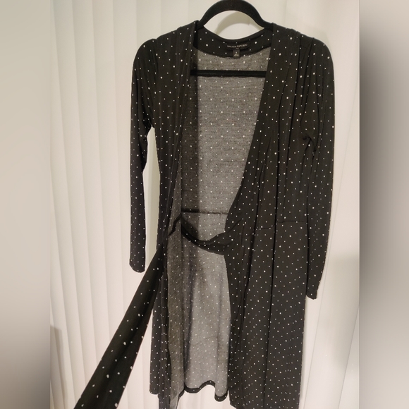 Banana Republic Black Wrap Dress With White Polka Dots Size Small - Picture 3 of 4